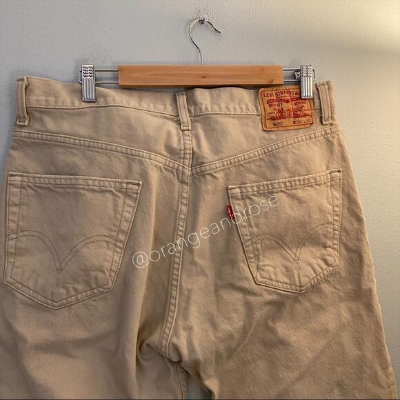 Vintage Levi’s Tan Khaki 505 High Rise Denim Jeans 36x29 Cute Basic Mom - Picture 4 of 11
